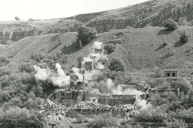 Blowing up the lime kilns at Millers Dale in the early 1980s.