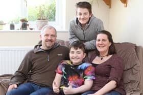 Peter Berriman with his parents Martin and Mandy and brother Sam. Pic Jason Chadwick