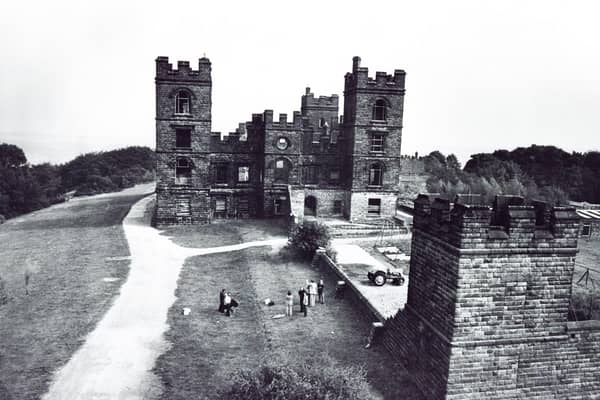 Riber Castle, Matlock, DerbyshireA helicopter piloted by British helicopter champion Captain Graham Taylor was used to do a photographic aerial survey of Riber Castle, Matlock.Picture shows aerial view of Riber Castle.  The building stands 650 ft above the Derwent Valley at Matlock, the grounds of which are used as a zoo - October 1978