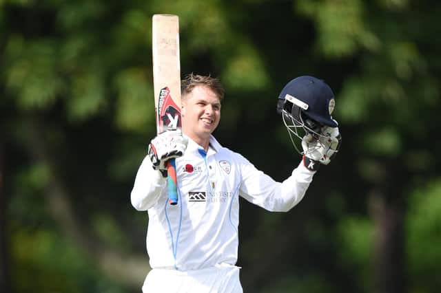 Matt Critchley hit the winnings runs to make it 1,000 runs for Derbyshire this season. (Photo by Nathan Stirk/Getty Images)