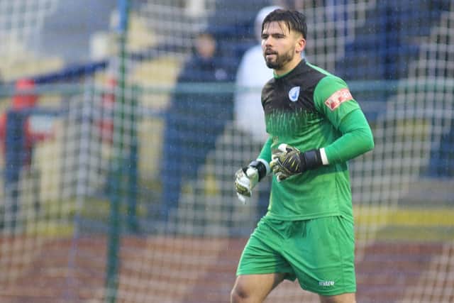 Buxton keeper Theo Richardson - fine early save in defeat.