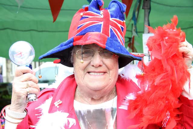 Pat Hurst of  the Fresh 'n' Fruity stall brings a splash of colour to the Buxton Jubilee Market for the Diamond Jubilee in 2012