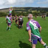 Hope Valley RFC in action. It is hoped this scene will once again be seen before too long.