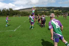 Hope Valley RFC in action. It is hoped this scene will once again be seen before too long.