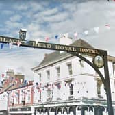 The controversial black head on the Ashbourne pub sign that has been taken down this week. Photo: Google Earth