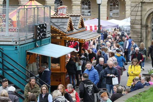 Buxton Spring Fair had a packed market by The Crescent. Pic Jason Chadwick