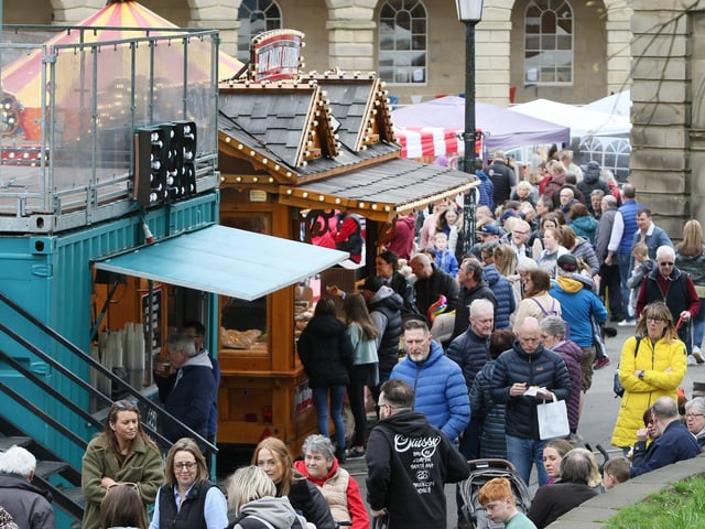 Buxton Spring Fair had a packed market by The Crescent. Pic Jason Chadwick