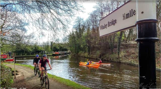 Cyclists on the Peak Forest Canal towpath, Whaley Bridge. Picture by Carol Cade.