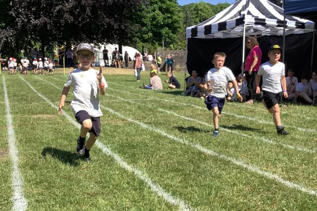 Eyes on the finish line for runners taking part in sports day at Whaley Bridge Primary School. Pic submitted
