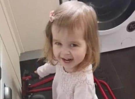 Two-year-old Molly Corthorn is now learning to walk