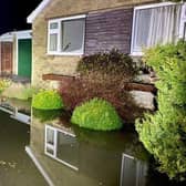 Derbyshire Dales District Council released this picture of gardens in the Wye Bank area of Bakewell flooded.