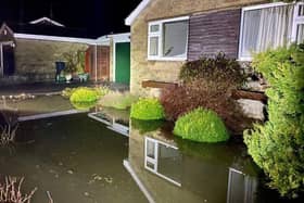 Derbyshire Dales District Council released this picture of gardens in the Wye Bank area of Bakewell flooded.