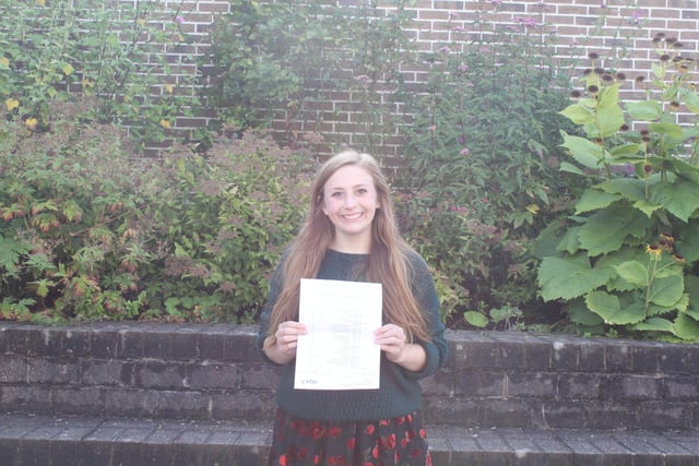 Star pupil Mollie Trueman, of New Mills School, with her glowing A-level results in 2013. Pic New Mills Sixth Form.