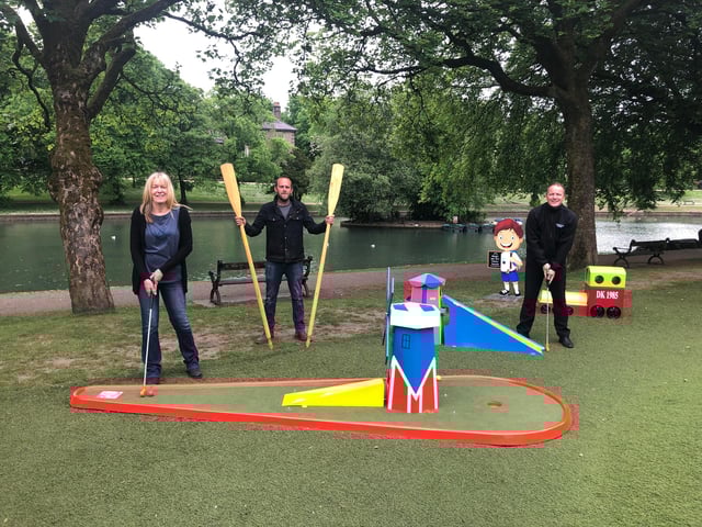 Bringing life back to the Pavilion Gardens after a tough lock down are Jane Fletcher - J&C Novelties, Chris Bramhall - Bramhall’s Amusements and Paul Kelsall- General Manager Pavilion Gardens