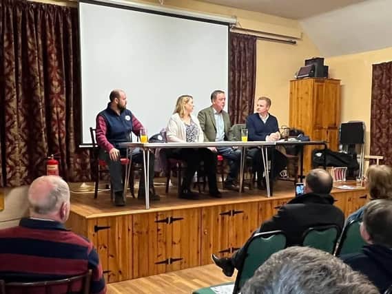 a meeting between local farmers and Shadow Defra Minister Robbie Moore MP, Karen Bradley MP and campaigners from Farmers to Action at Warslow Village Hall on Saturday night.