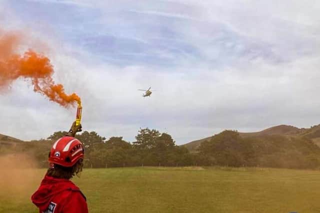 A member of Buxton Mountain Rescue helped guide the air ambulance to the scene of the incident.