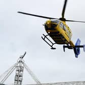 A man was airlifted to hospital after getting stuck under a tractor in Buxton. Photo: Neil Cross.