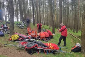 Edale Mountain Rescue were called to reports of an incident involving a mountain biker at Wooler Knoll, Win Hill shortly after 1.30 pm on Good Friday, April 18.