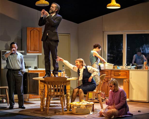 Paul Sandys, Graham O'Mara, Rosanna Miles, Felicity Houlbrooke and Helen Keeley in London Classic Theatre's production of Absurd Person Singular. Photo by Sheila Burnett.
