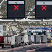 Lorries arrive at the Port of Dover in Kent Pic: Gareth Fuller/PA Wire