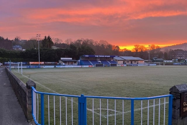 A colourful shot from Steven Greenhough shows the sunrise over Matlock Town FC's ground on Causeway Lane.