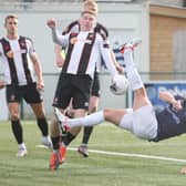 Diego De Girolamo in action against Spennymoor on Saturday. Picture by Jason Chadwick.