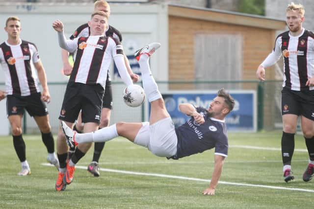 Diego De Girolamo in action against Spennymoor on Saturday. Picture by Jason Chadwick.