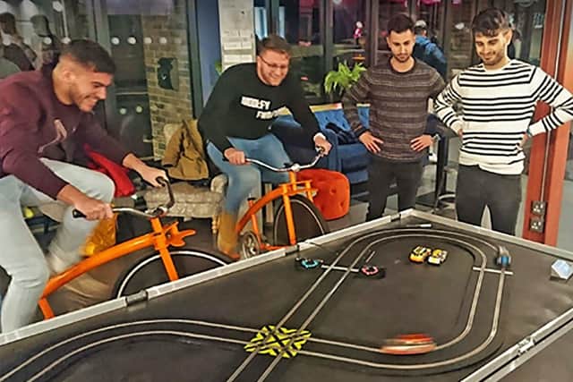 The Bicycle Powered Scalextric will be appearing at Buxton's Spring Fair on Monday May, 1. Pic Buxton Town Team.