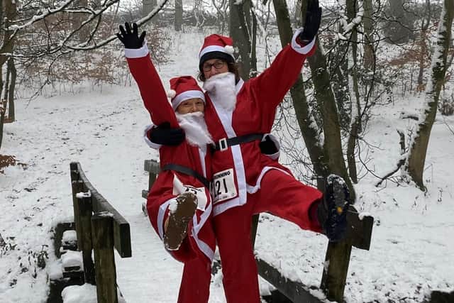 Nicola Whitelaw doing a snowy jingle jog. Photo Blythe House