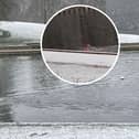 A man was caught on video swimming in Roundhay Park's Waterloo Lake in Leeds during freezing temperatures and warnings in place for snow.