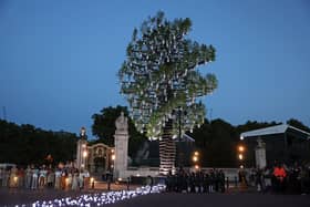 The Tree Of Trees pictured ahead of a special ceremony for the lighting of the principal beacon at Buckingham Palace in London on June 2, 2022 (Photo by Chris Jackson/POOL/AFP via Getty Images)