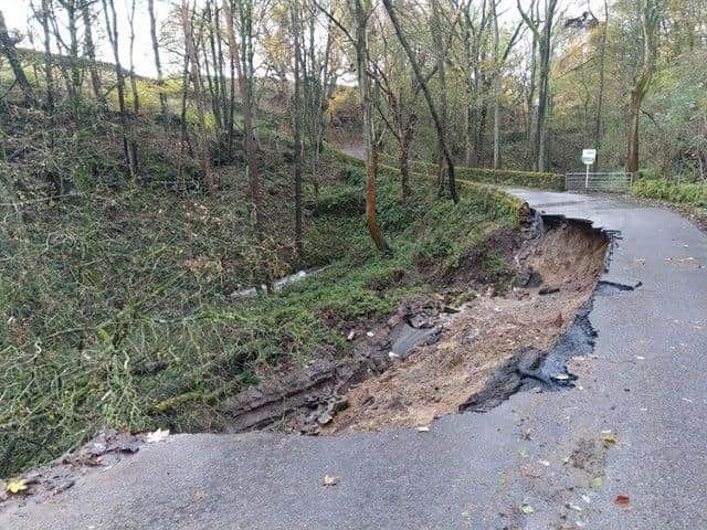 A collapse during floods last year saw 20 metres of road between Abney and Abney Grange closed.
