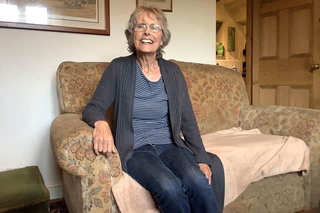 Sue Clark is recovering well at home after breaking her hip while out walking her dog earlier this year.