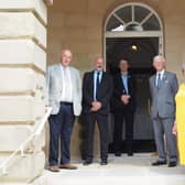 The Duke of Devonshire, far left,  Richard Tuffrey (BCHT), Jeremy Fenn (Heritage Lottery Fund), Jim Harker (HLF), Jennifer Spencer (Chair of the BCHT board) and Stephen Owen the new Trust CEO far right.