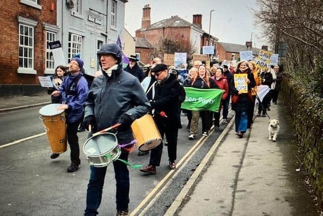 Belper Together Campaigners March Through The Town In Opposition To Derbyshire County Council Proposals That Could Affect The Ada Belfeld Care Home
