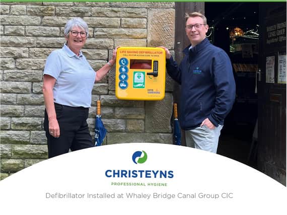 L to R: Sarah Buckley (Stock & Training Manager, Christeyns Professional Hygiene UK) and Andy Hilditch (Site Director, Christeyns Professional Hygiene UK)