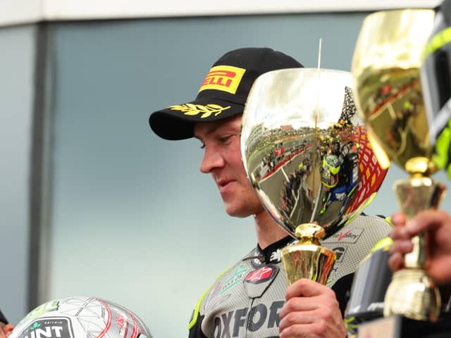 Christian Iddon with his trophy from Sunday's race. Photo: Bonnie Lane.