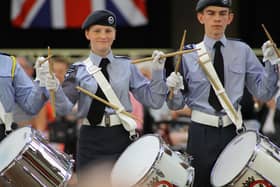 The Corps of Drums of 2517 (Buxton) Squadron RAF Air Cadets at Buxton Military Tattoo.