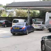 Motorists queuing to fill up their cars at Morrisons