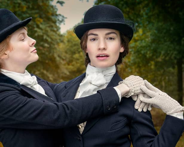 Emily Beecham (Fanny) and Lily James (Linda) in BBC 1's The Pursuit of Love. Photo credit:  Theodora Fims & Moonage Pictures Limited/ Robert Viglasky.