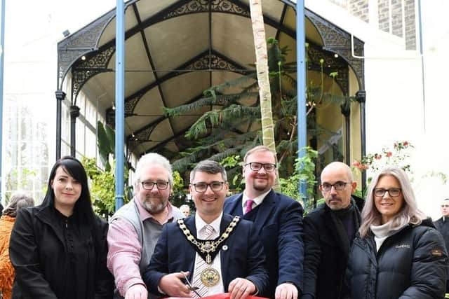 The official reopening of the Conservatory in Buxton's Pavilion Gardens which concludes a six-year restoration project.