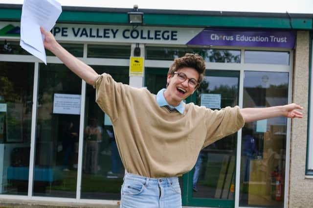 A big smile from a student at Hope Valley College on GCSE results day