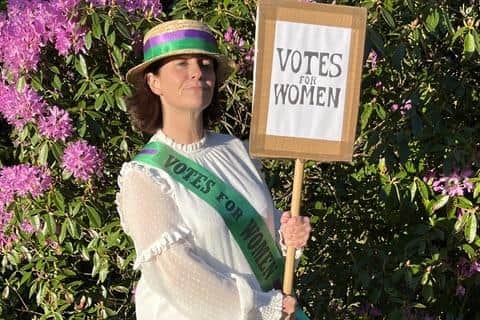 Jackie Cruse dressing up as a suffragette. Photo submitted
