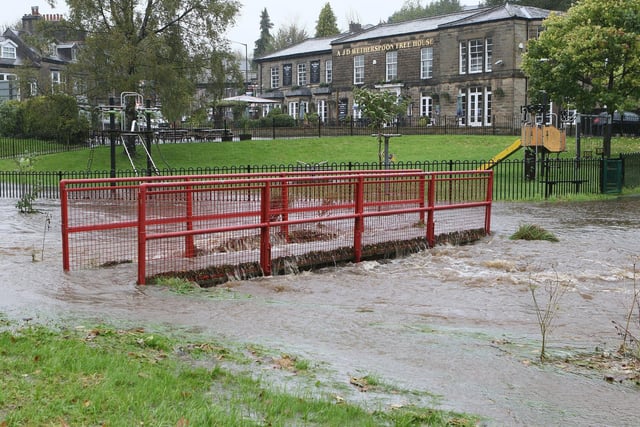 Flooding in Ashwood Park Buxton. Photo Jason Chadwick