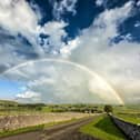 Villager Jim said: "The only rain in the whole of the UK was over a village called Wardlow, and I managed to see a beautiful rainbow in it. " Photo: Villager Jim/SWNS