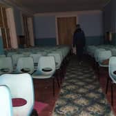 The inside of the abandoned Sunday School