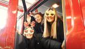 Students getting into the festive spirit for the video