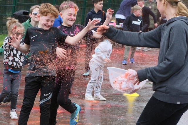 Students at St Annes School enjoying the colour run. Photo Jason Chadwick