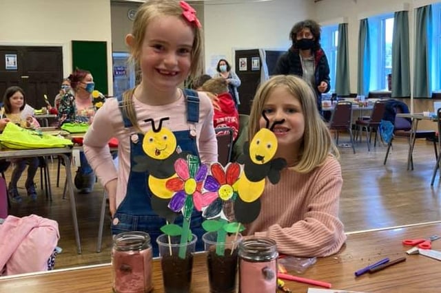 Some of the children at the younger craft session put on by Youth Matters New Mills