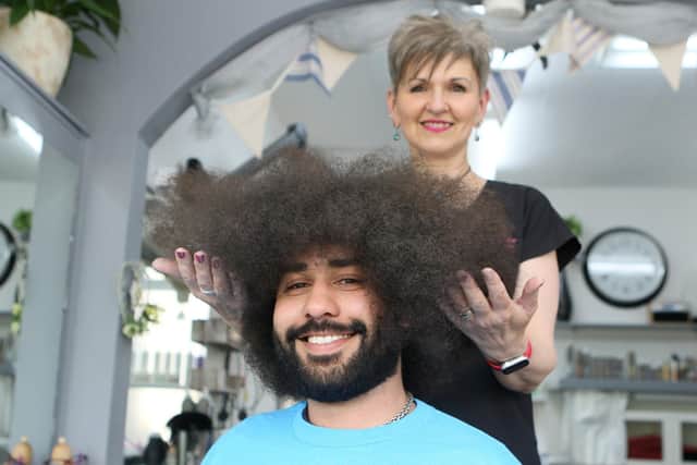 Yahia Baklouti and Lisette Bradbury owner of Just Divine Hair. Photo Jason Chadwick